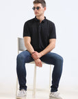 Black Solid Polo Tshirt