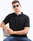 Black Solid Polo Tshirt