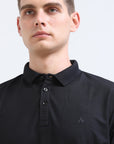 Black Solid Polo Tshirt