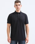 Black Solid Polo Tshirt