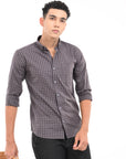 Full Sleeve Slim Fit Dove Grey Check Shirt