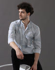 Sleek Silver Storm Slim Fit Shirt