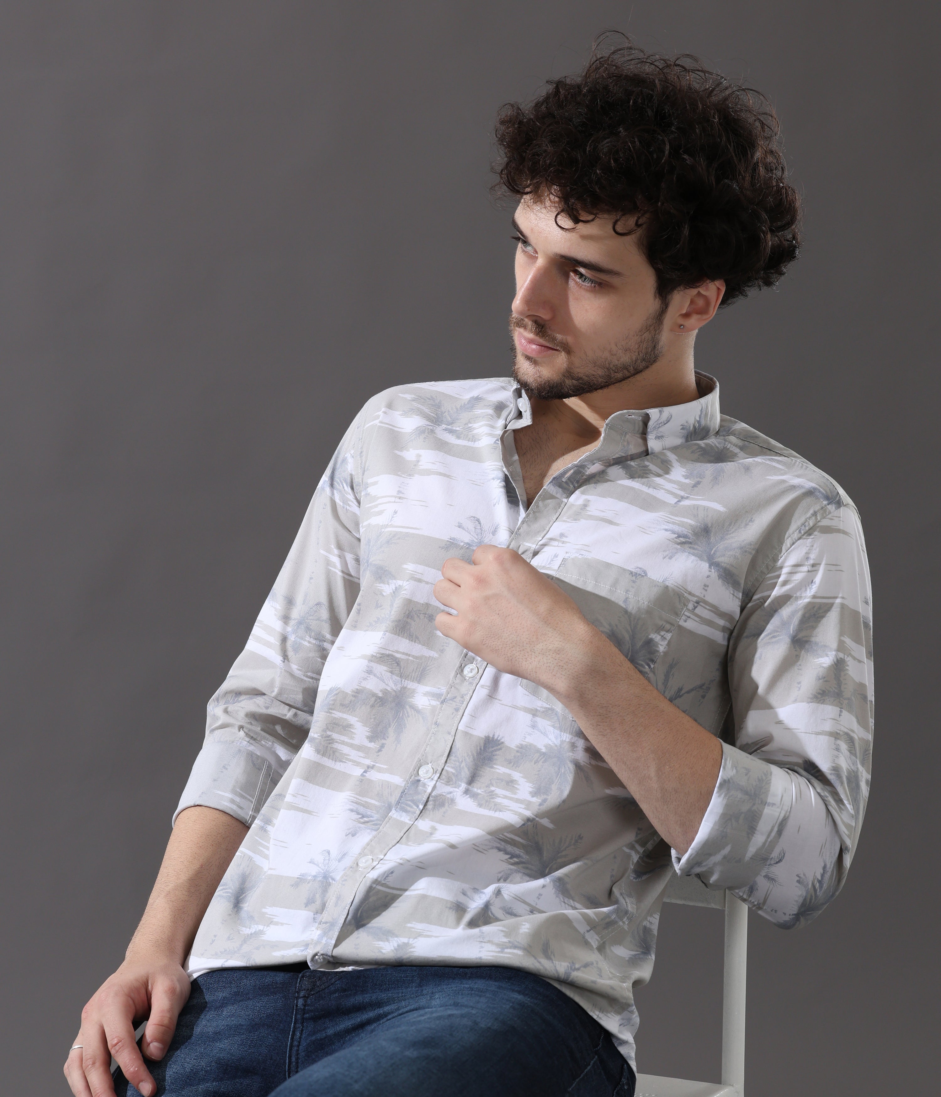 Serene Grey Slim Fit Shirt