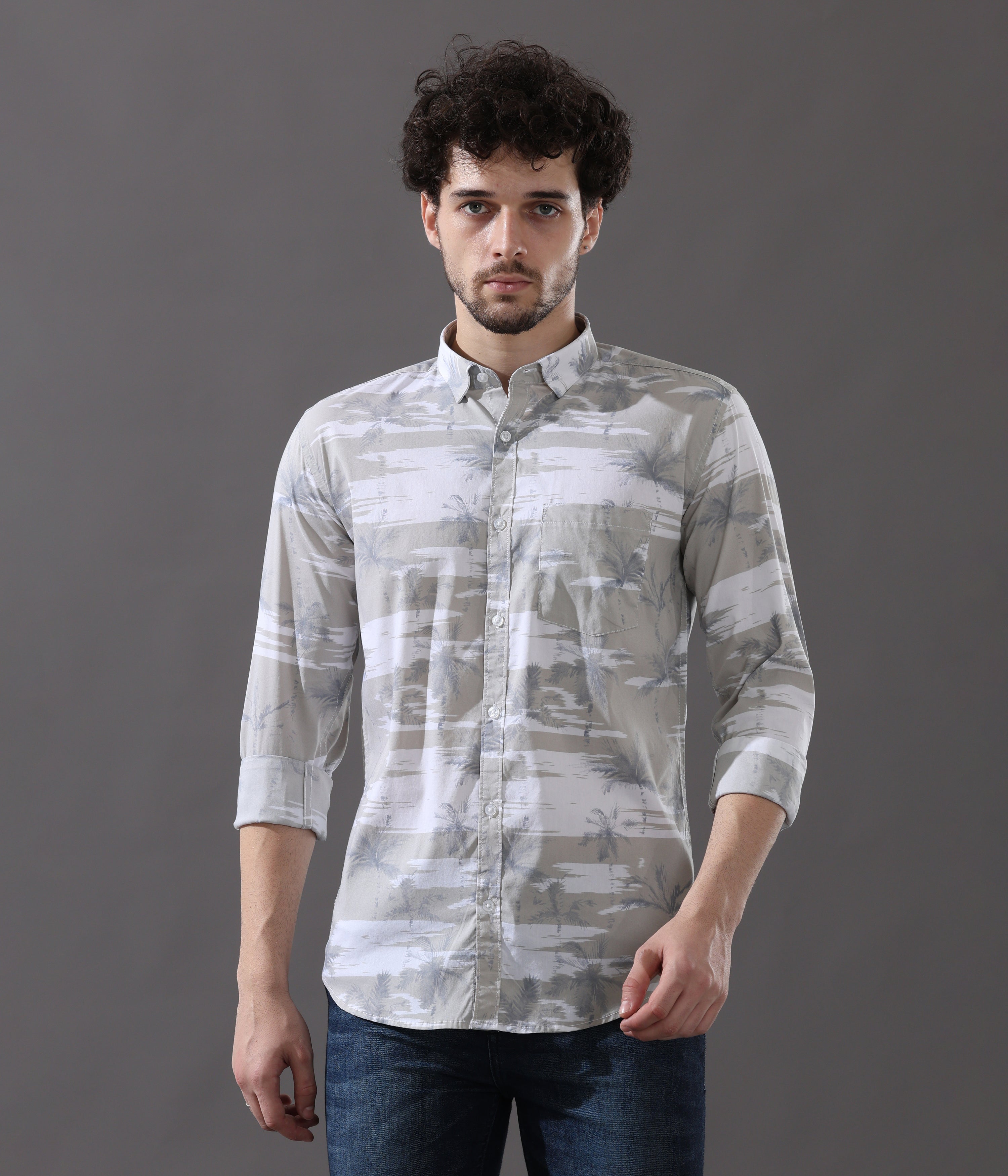 Serene Grey Slim Fit Shirt