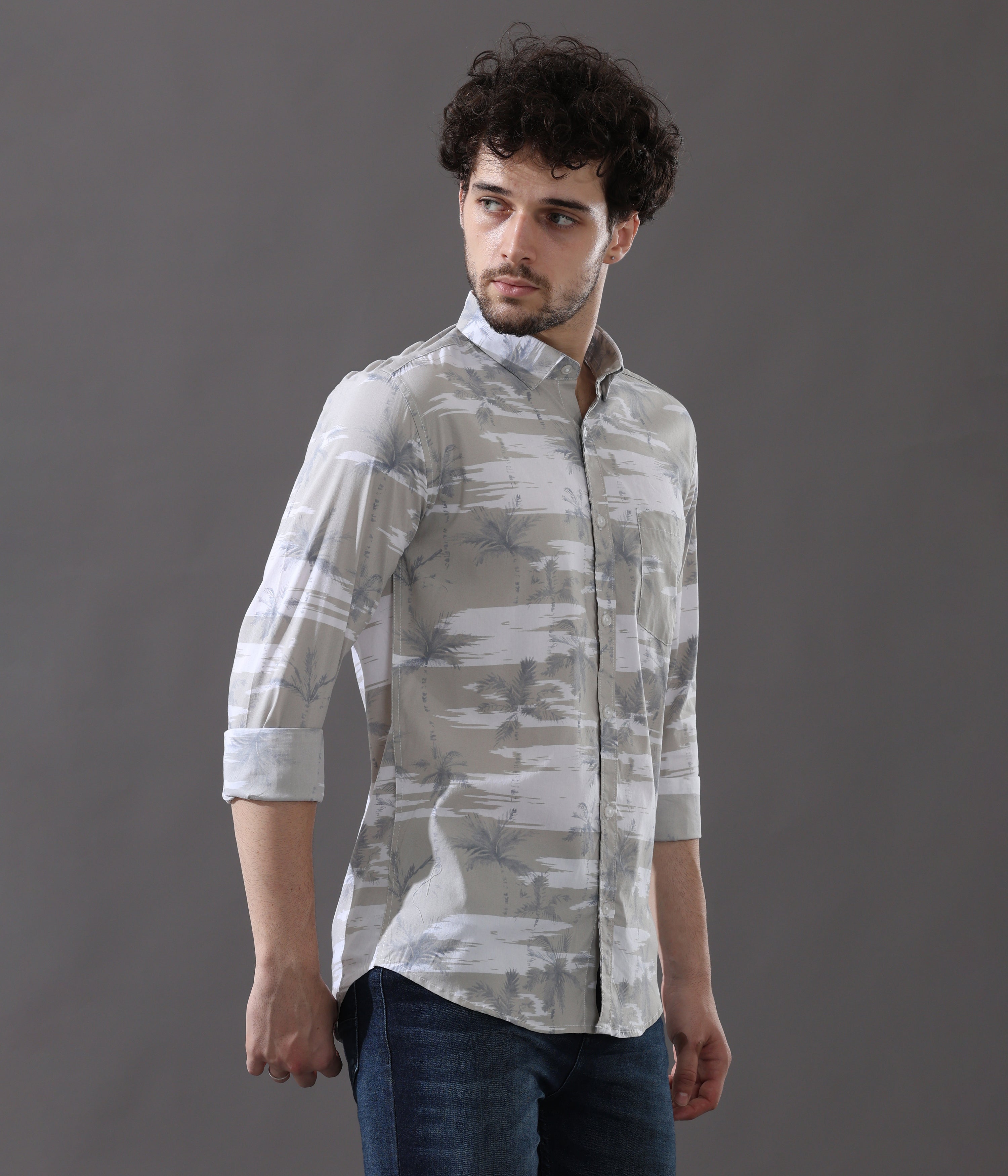 Serene Grey Slim Fit Shirt