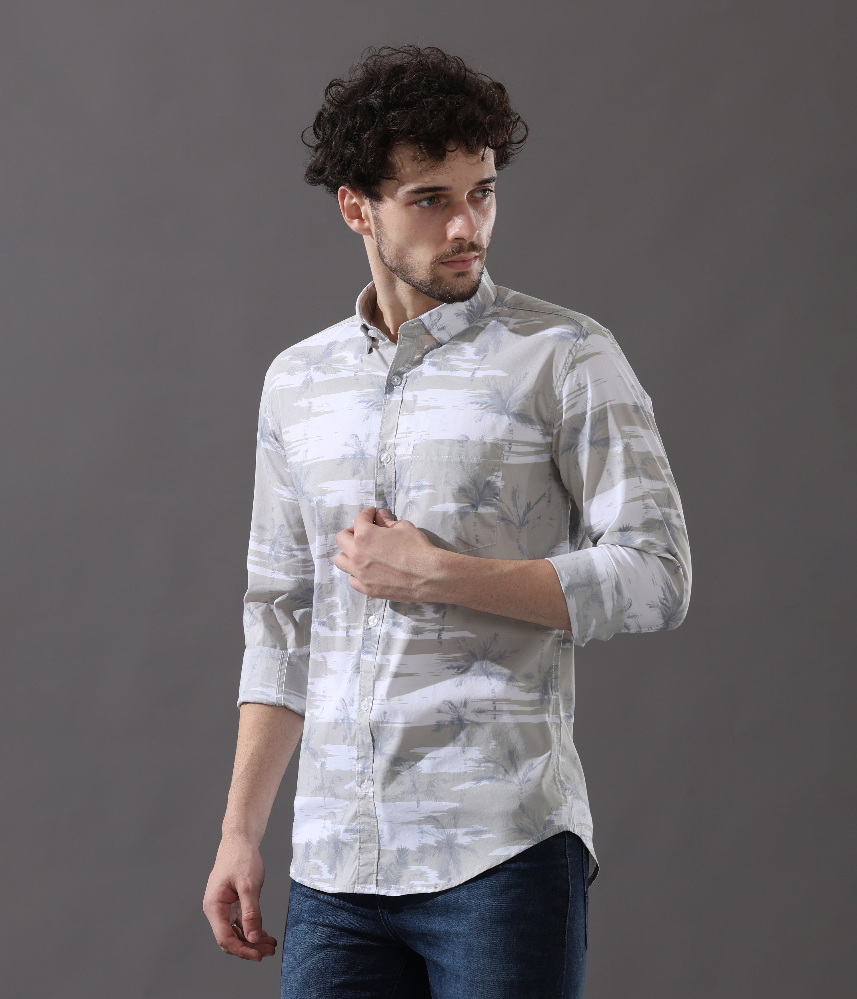 Serene Grey Slim Fit Shirt