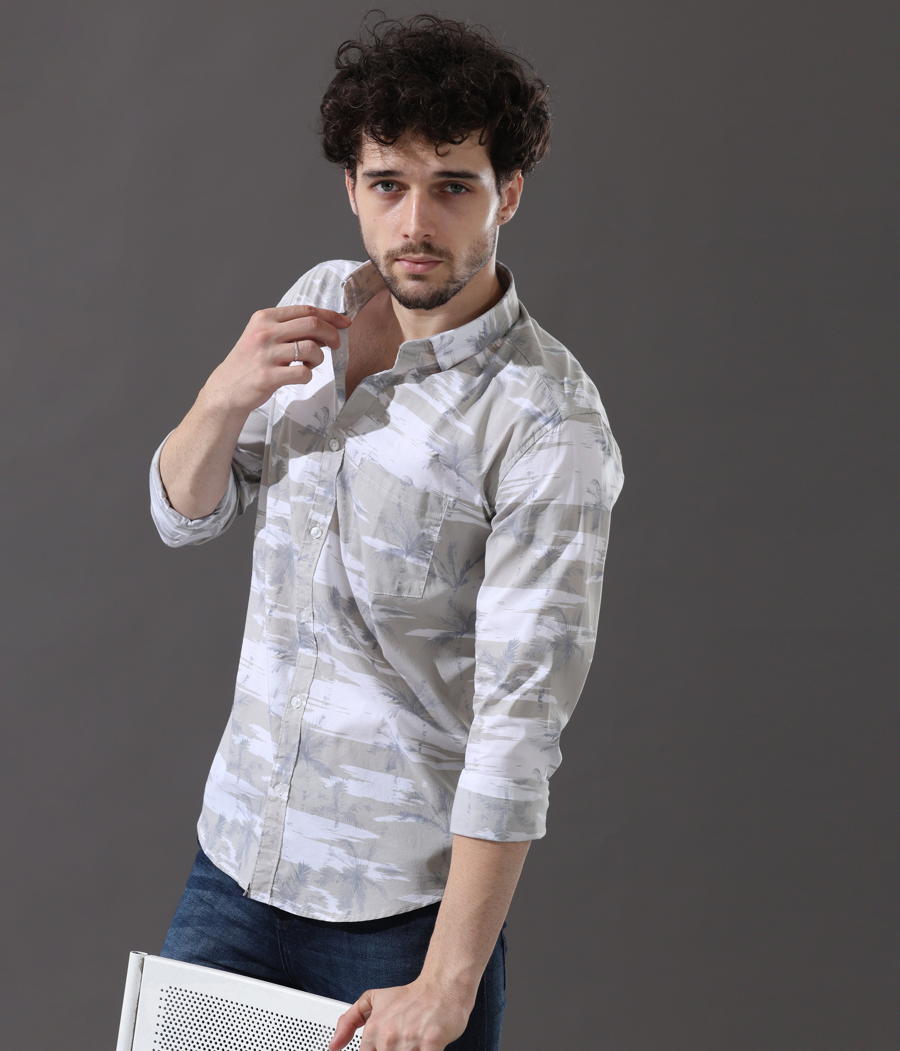 Serene Grey Slim Fit Shirt