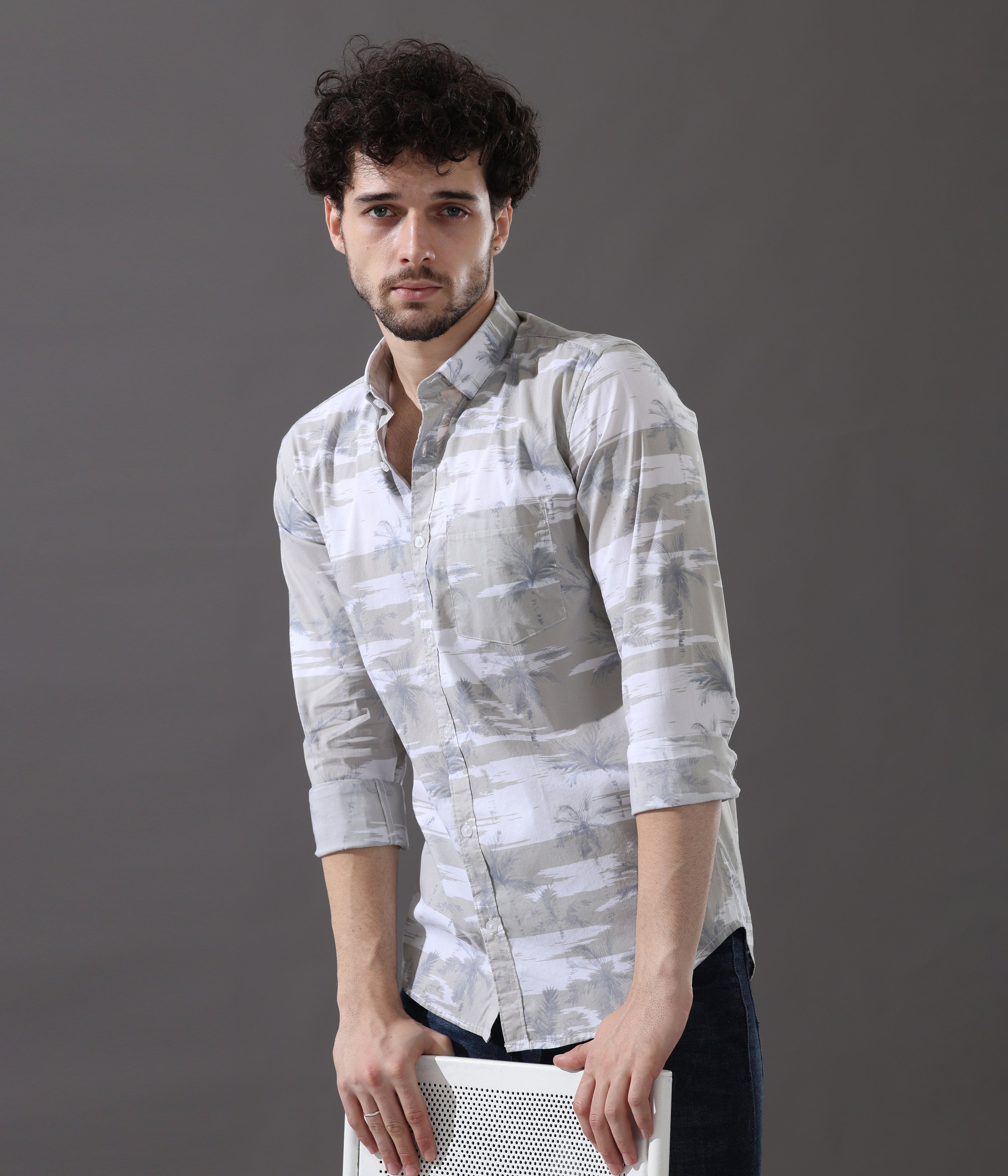 Serene Grey Slim Fit Shirt