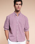 Red Check Relaxed Fit Full Sleeve Shirt