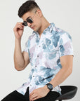Chiton White & Blue Printed Shirts