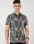 Chiton Mocha Brown Print Shirts