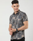 Chiton Mocha Brown Print Shirts