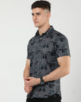 Chiton Charcoal Grey Print Shirts