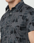 Chiton Charcoal Grey Print Shirts