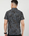 Chiton Dark Grey Printed Shirts