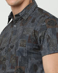 Chiton Dark Grey Printed Shirts