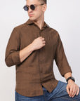 Tapered Fit Brown Full Sleeve Shirt