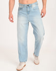 Straight Fit Ice Blue Denim Pants