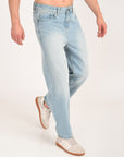 Straight Fit Ice Blue Denim Pants