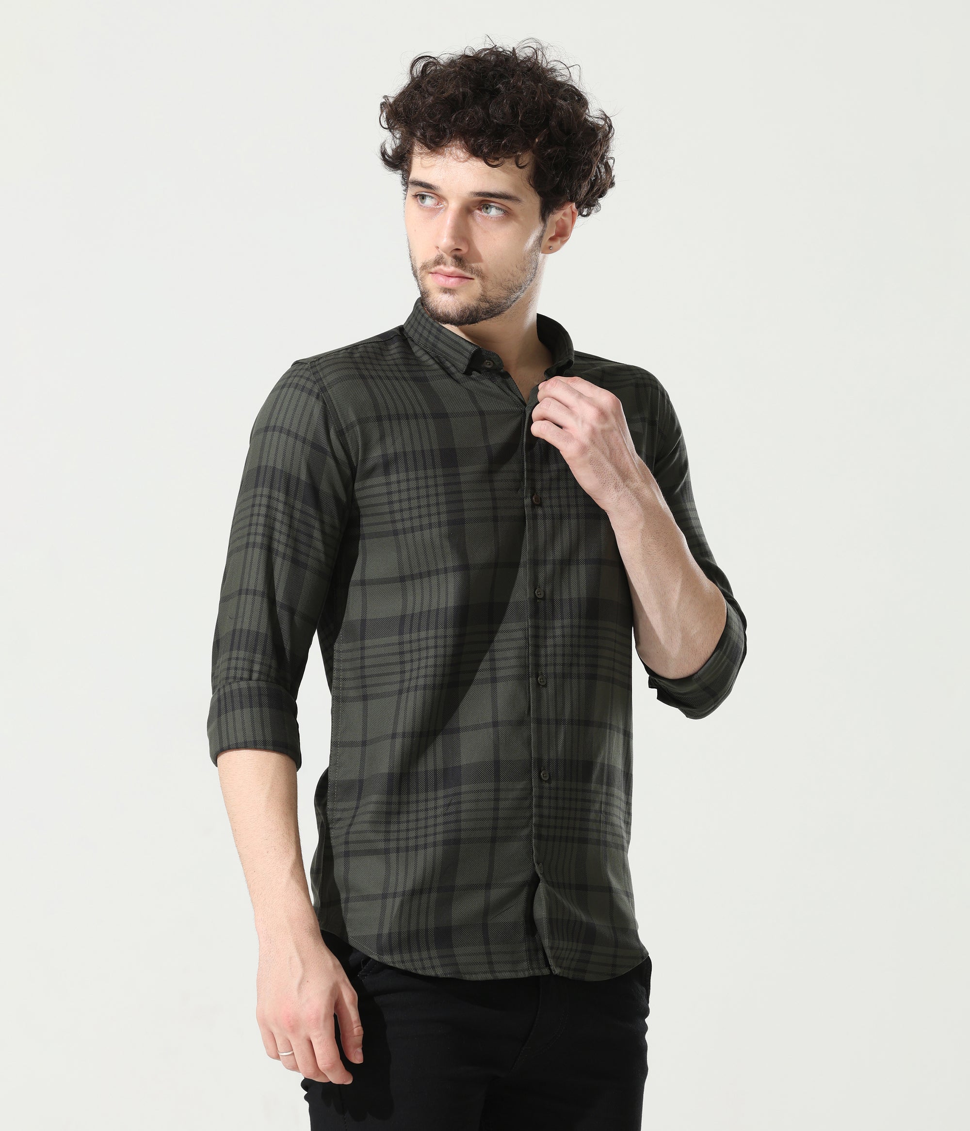 Sleek Olive Green Slim Fit Shirt