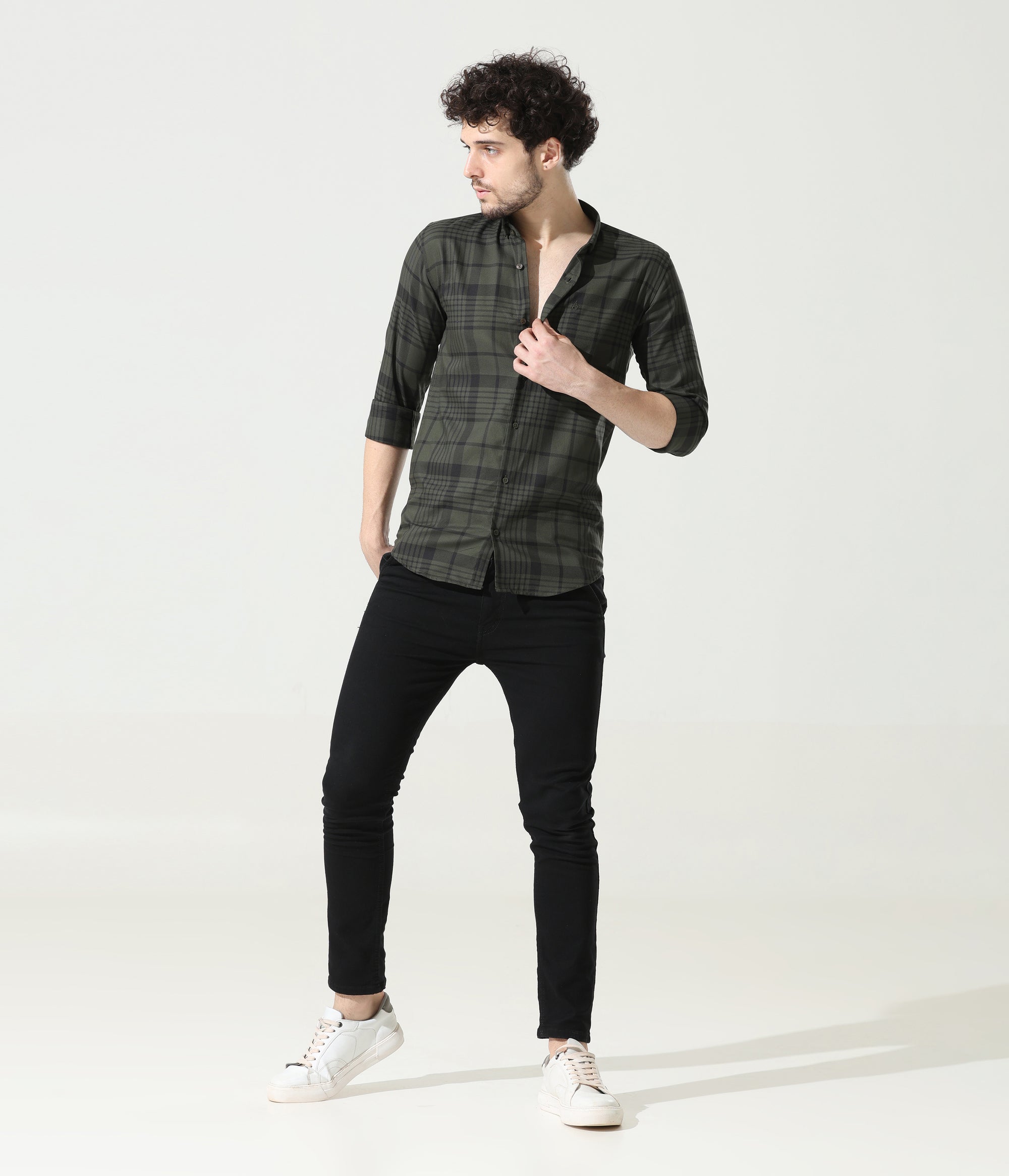 Sleek Olive Green Slim Fit Shirt