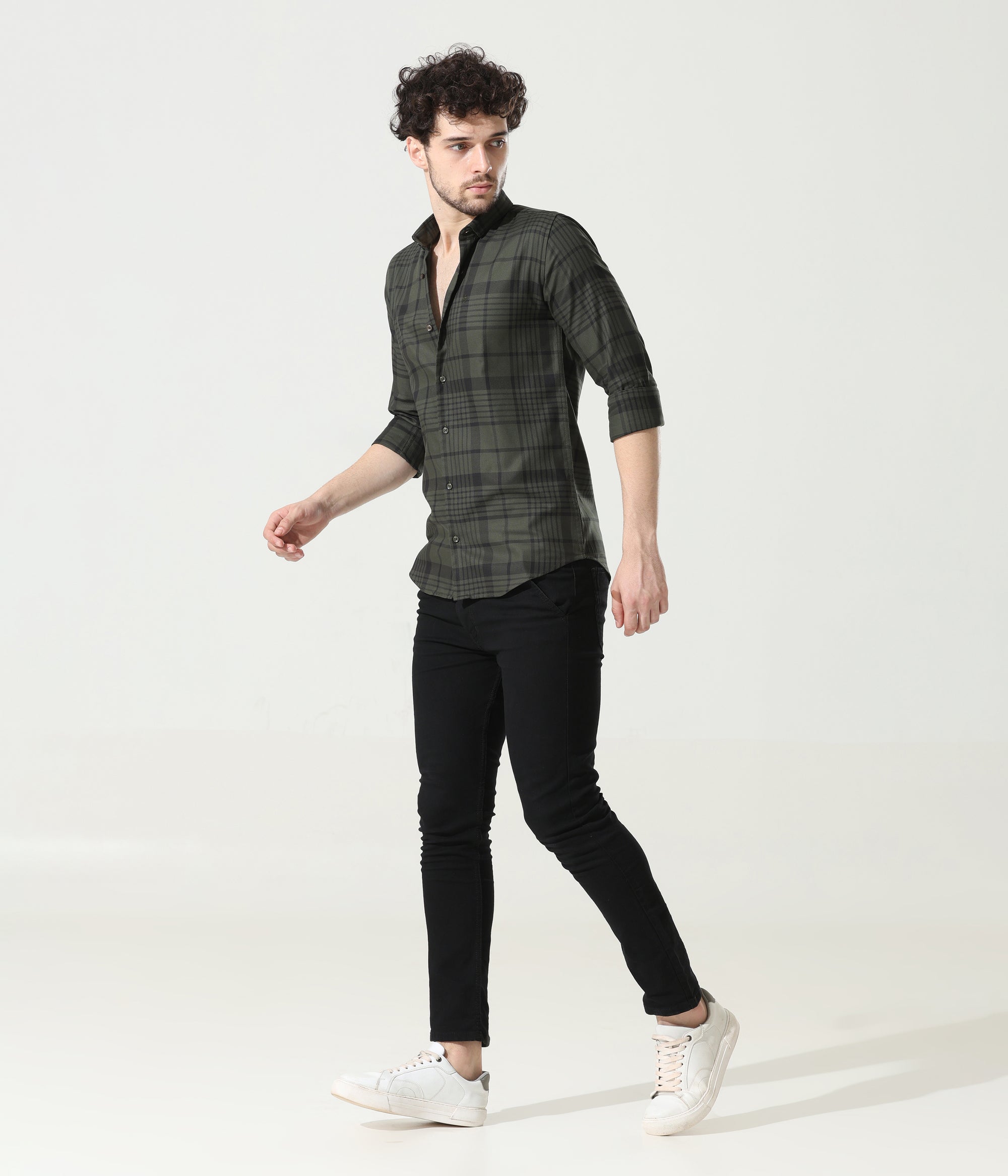 Sleek Olive Green Slim Fit Shirt