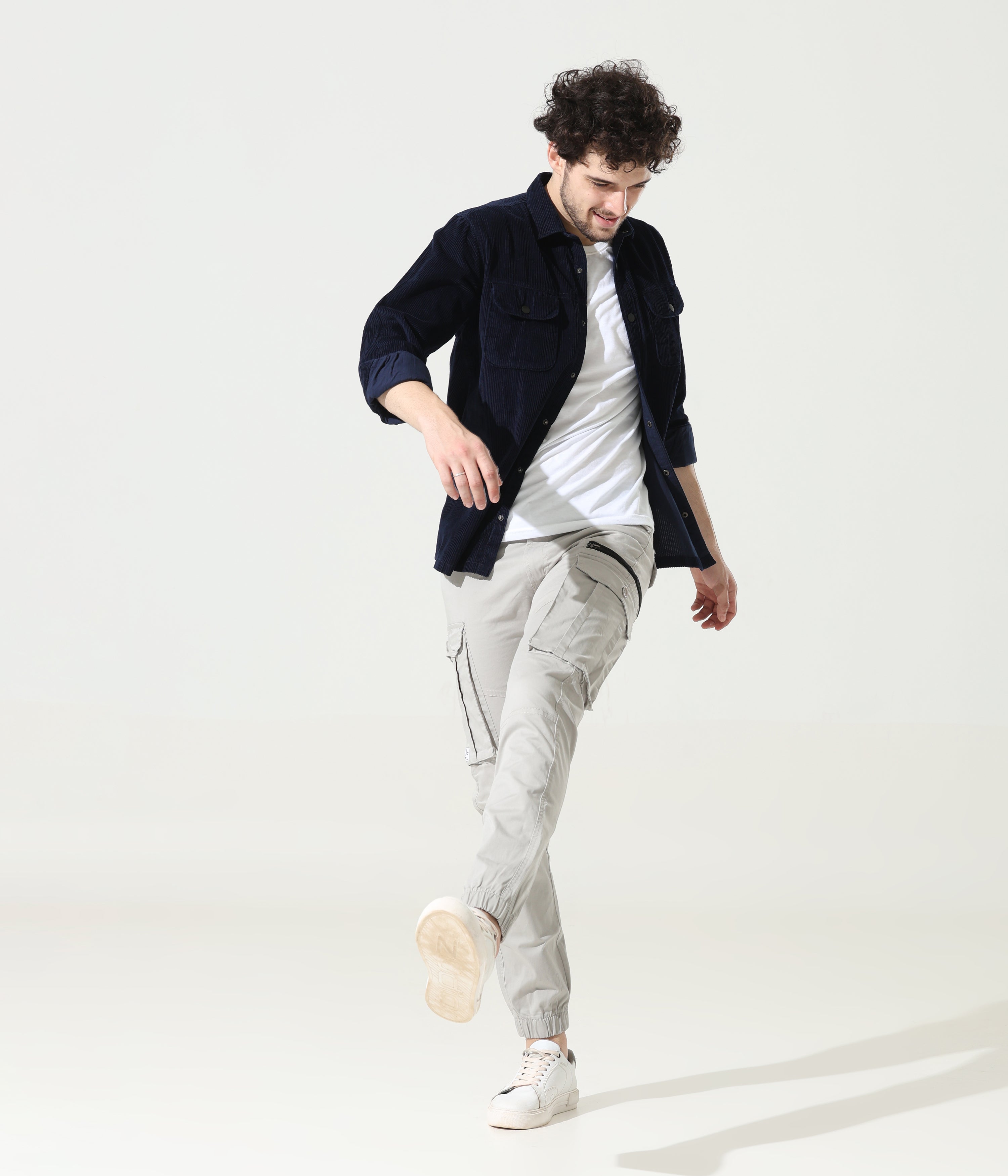Navy Blue Versatile Dual-Pocket Shirt