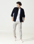 Corduroy Navy Blue Versatile Dual-Pocket Shirt