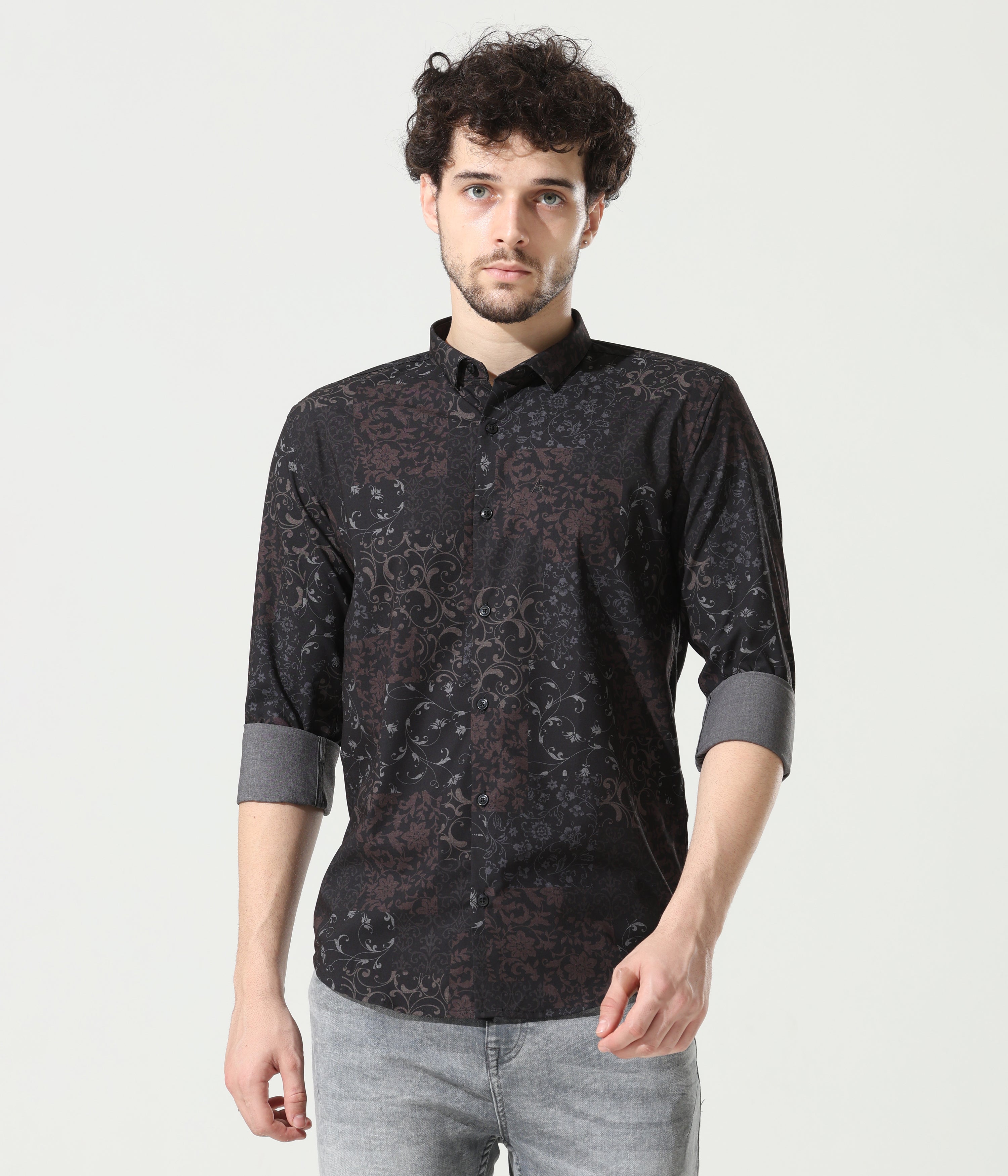 Cool Coffee Brown Printed Shirt