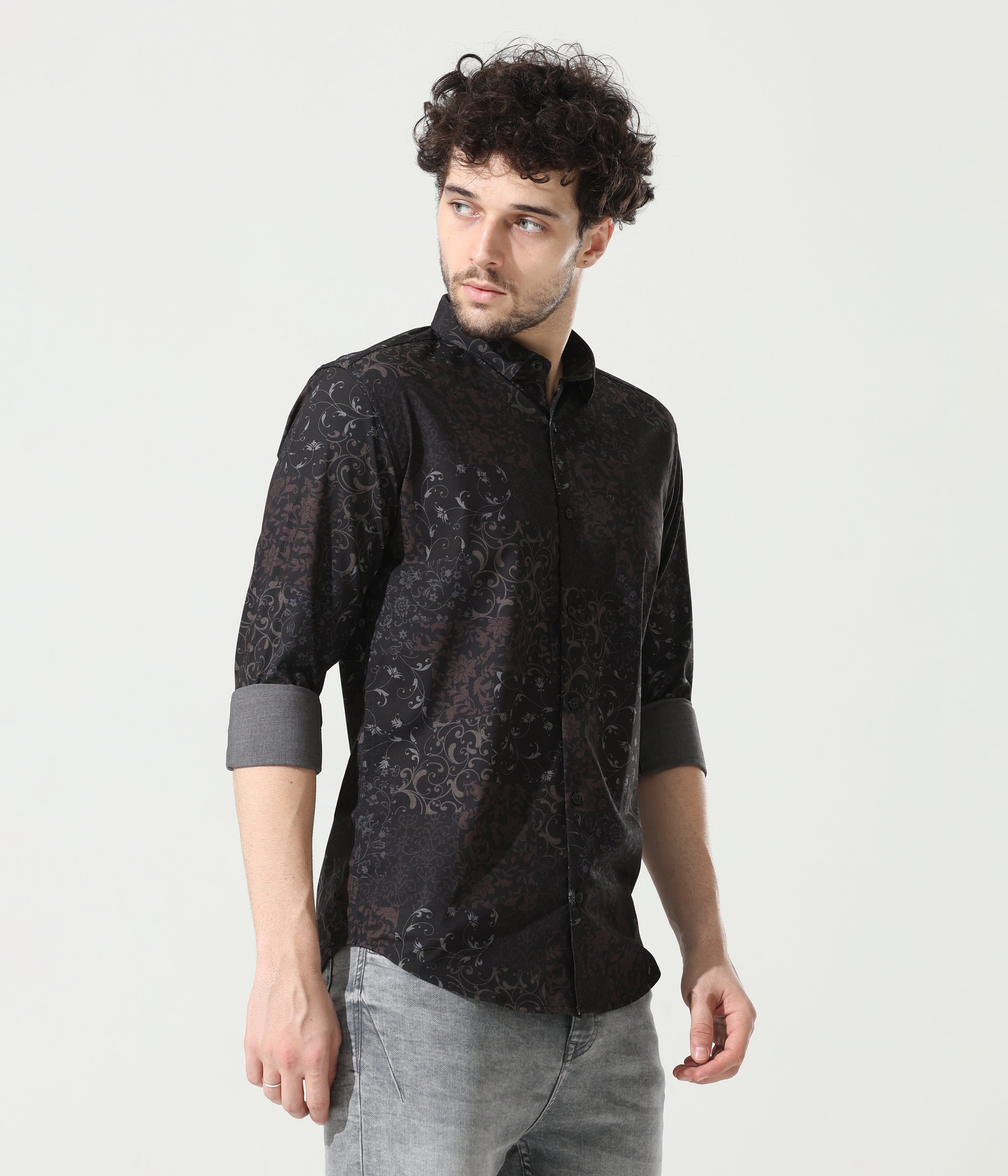 Cool Coffee Brown Printed Shirt