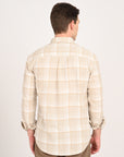 Relaxed Fit Beige Full Sleeve Check Shirt