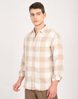Relaxed Fit Latte Brown Full Sleeve Check Shirt