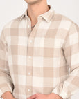 Relaxed Fit Latte Brown Full Sleeve Check Shirt
