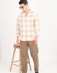 Relaxed Fit Latte Brown Full Sleeve Check Shirt