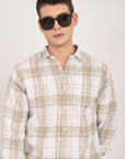 Relaxed Fit Mossgreen Full Sleeve Check Shirt