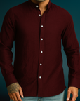 Tapered Fit Full Sleeve Syrup-Brown Shirt