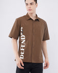 Half Sleeve Over Hanging Brown Printed Shirt