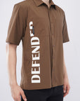 Half Sleeve Over Hanging Brown Printed Shirt
