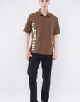 Half Sleeve Over Hanging Brown Printed Shirt