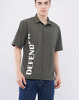 Half Sleeve Over Hanging Olive Shirt