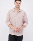 Striped Red Floral Embroidery Relaxed Fit Full Sleeve Shirt