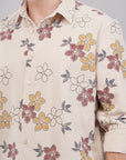 Relaxed Fit Floral Print Cream Color Shirt