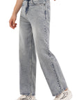 Straight Cut Tinted Blue Denim Pants