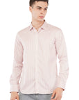 Supima Slim Fit Salmon Striped Shirt
