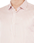 Supima Slim Fit Salmon Striped Shirt