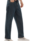 Straight Cut Deep Ocean Blue Denim Pants