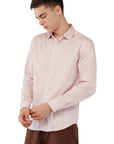 Supima Slim Fit Salmon Striped Shirt
