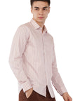 Supima Slim Fit Salmon Striped Shirt