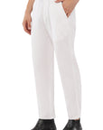 Relaxed Fit White Linen Pants