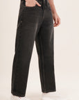 Straight Fit Vintage Black Denim Pants